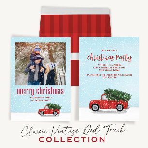 Christmas Vintage Red Truck Rustic Winter Party  Invitation
