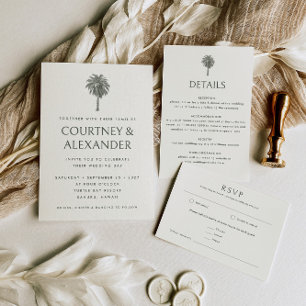 Elegant Tropical Vintage Palm Wedding Invitation