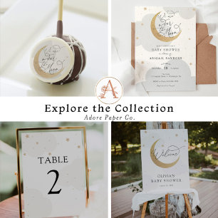 Over the Gold Glittery Moon Baby Shower Invitation