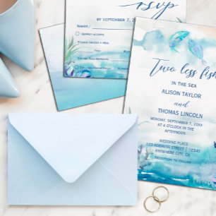 Two Less Fish in The Sea Summer Wedding RSVP Card