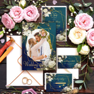 Modern Romantic Floral Gold Wreath Wedding Foil In