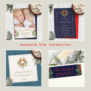 Elegant Christmas Wreath  Holiday Party Invitation