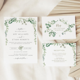 painted eucalyptus wedding invitation