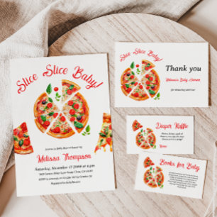 Modern Italian Pizza Party Slice Slice Baby Shower Invitation
