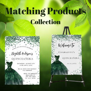 Quinceanera emerald green dress budget invitation