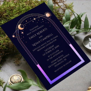 Rainbow Celestial Sun Moon Stars Wedding All In One Invitation