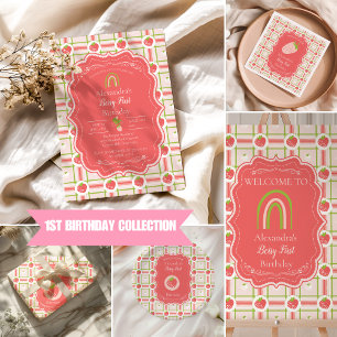 Berry First Birthday 1st Birthday Wrapping Paper Sheet