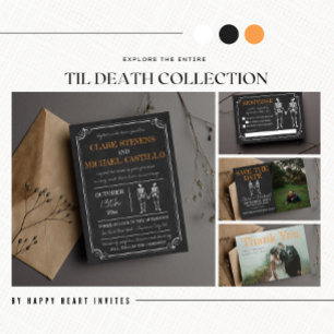 Til Death Fall Pumpkin Orange Black Wedding Invitation