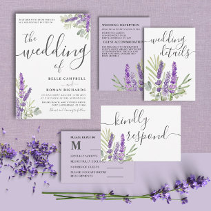 Budget Eucalyptus & Lavender Wedding Invitation