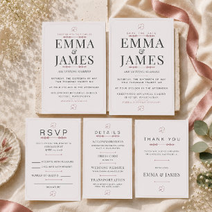 Editable Dusty Rose Minimal Save the Date Card