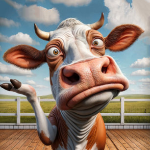 The Silly Cow - "Seriously?" Funny Quote Design Large Clock