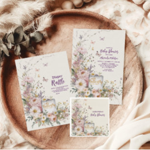 Boho Wildflower Butterflies Baby Shower Invitation