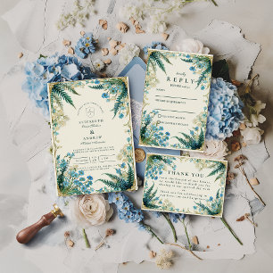 Vintage Bluebell Botanical Wedding Invitation