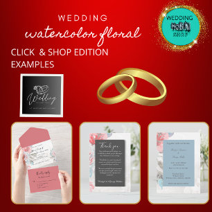 black onyx chic Floral watercolor rose wedding Invitation