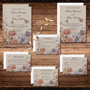 Butterfly Garden Vintage Wedding RSVP Card