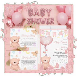 It's a Girl Cute Teddy Bear Baby Shower Cartoon  Napkin