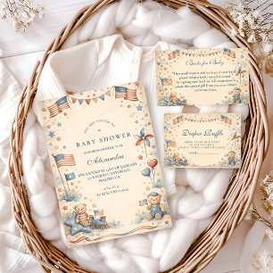 American Boy Stars and Stripes Baby Shower Invitation