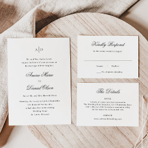 Amira White Elegant Wedding RSVP Card
