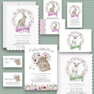 Little Bunny Baby Shower Floral Diaper Raffle Enclosure Card
