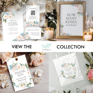 Soft Blue and Pink Flowers classic Bridal Shower Invitation