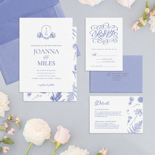 Periwinkle Calligraphy Wedding Meals RSVP Card