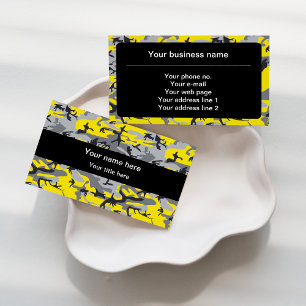 Yellow and Grey Camo, Camouflage, Military, Army Business Card