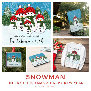 Snowman Red Beanie Ugly Christmas Black Typography Sweatshirt