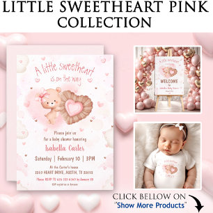 Little Sweetheart Pink Baby Shower  Paper Coaster