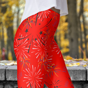 Vibrant White Champagne Starburst Pattern Leggings