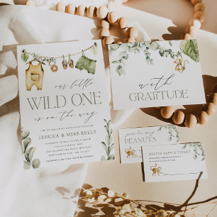 Wild One   Neutral Boho Safari Baby Shower Invitation