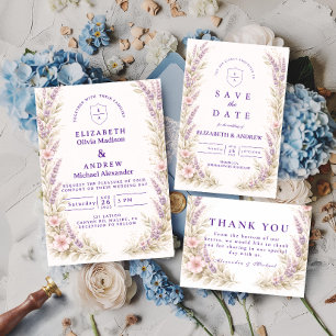 Elegant Lavender Meadow Floral Wedding Invitation