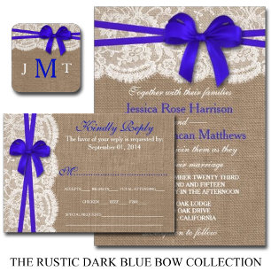 The Rustic Blue Bow Wedding Collection Invitation
