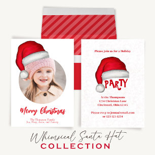 Christmas Cute Santa Elf Funny Whimsical 3 Photo Holiday Card