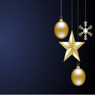 Christmas Party Golden Ornaments Navy Blue Elegant Tablecloth