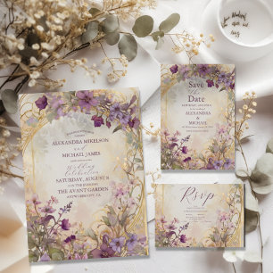 Lavender Vintage Wedding Art Nouveau Mucha Save The Date