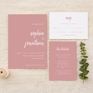 Modern Minimalist Script Dusty Rose   Details Enclosure Card