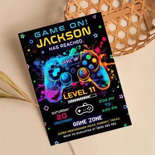Game On Video Game Level Up Kids Birthday Classic Round Sticker