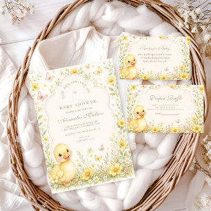 Sweet Duckling Wildflower Baby Shower Invitation