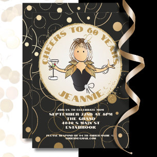 For Her Gold Black Cheers to 60 Fabulous Birthday  Square Paper Coaster