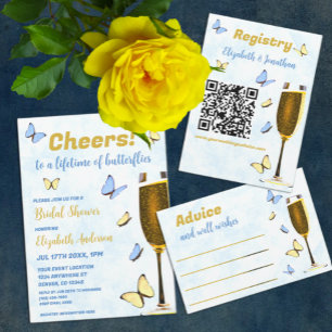 Cheers To A Lifetime Of Butterflies Bridal Shower Invitation