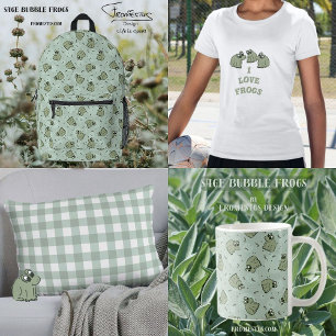 Sage Bubble Frogs - laurel green kids pattern. Printed Backpack