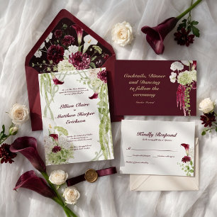 Velvet Garden Art Nouveau Calla Lily Wedding Invitation