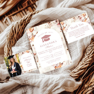 Delicate Spring Flowers Graduation Invitation