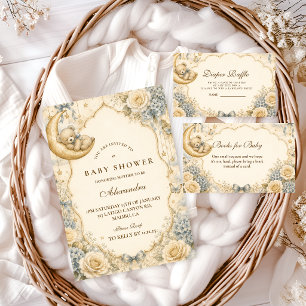 Elegant Vintage Teddy Bear Books for Baby Enclosure Card