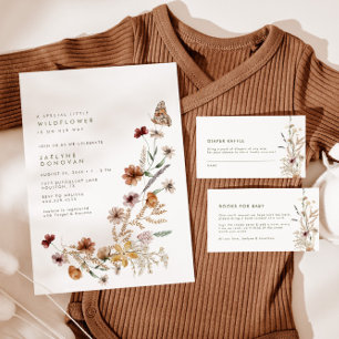 Wildflower On The Way – Modern Boho Baby Shower Invitation