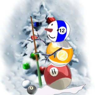 Billiard Ball Snowman Christmas Holiday Card
