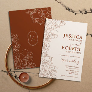 Modern Boho Terracotta Wedding Invitation