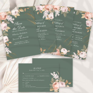 Boho Sage Green Peonies Return Address Return Address Label
