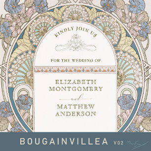 Bougainvillea Blue Gold Wedding Art Nouveau Mucha
