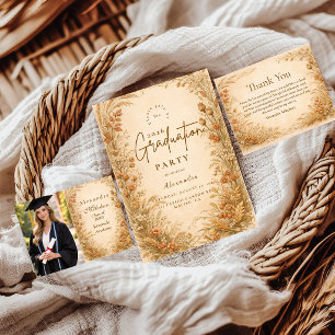 Vintage Wildflower Graduation Party RSVP Card